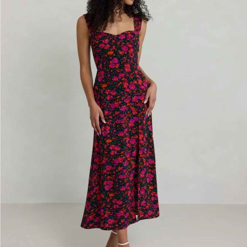 Park & Fifth Black and Pink Sweetheart Sundress Midi